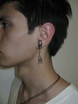 CLEAR TEAR DROP EAR CUFF SINGLE RIGHT RH