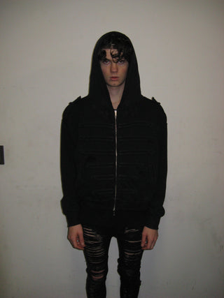 ARMY DISTRESSED HOODIE ZIP