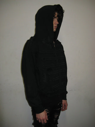 ARMY DISTRESSED HOODIE ZIP