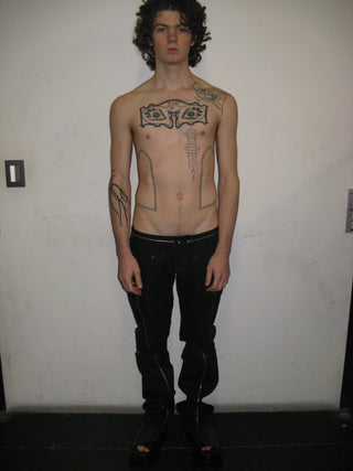 RAW DENIM ZIPPED BIKER JEANS