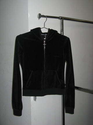 CROSS CHARM VELVET HOODIE ZIP-UP