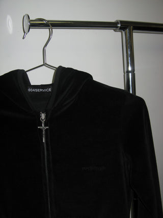 CROSS CHARM VELVET HOODIE ZIP-UP
