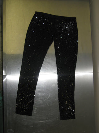SEQUINED LOW-RISE CAPRI LEGGINGS