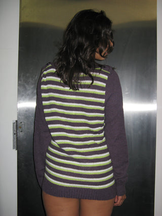 NEON STRIPE V NECK CARDIGAN