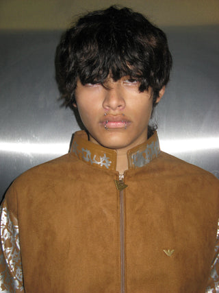 SUEDE PANEL BOMBER JACKET