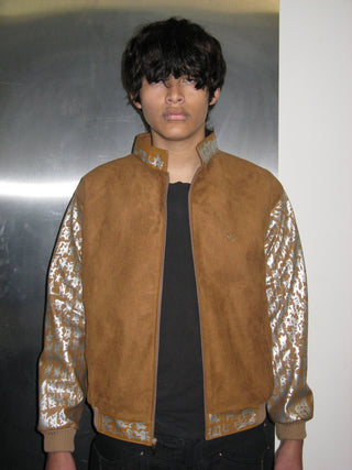 SUEDE PANEL BOMBER JACKET