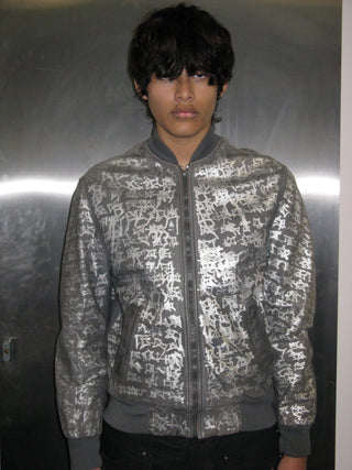 SILVER GRAFFITI BOMBER JACKET