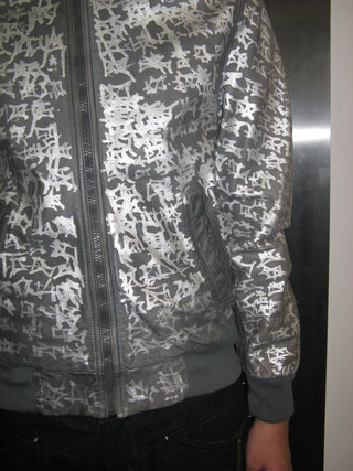 SILVER GRAFFITI BOMBER JACKET
