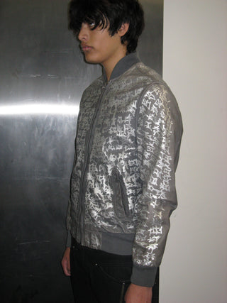 SILVER GRAFFITI BOMBER JACKET