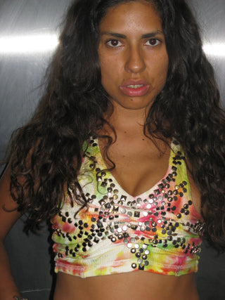 MARIHUANA DRAPE STUDDED TYE DYE TOP