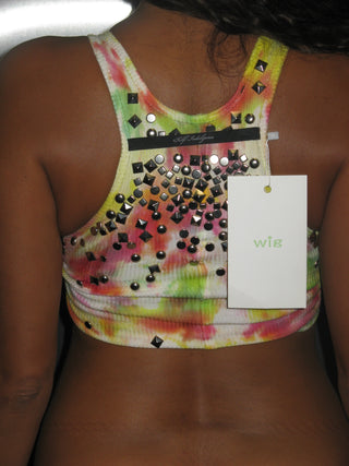 MARIHUANA DRAPE STUDDED TYE DYE TOP