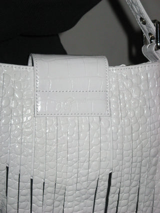 WHITE MINI FRINGE PURSE