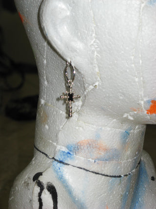 SMALL BUBBLE CROSS HOOPS