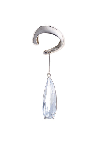 CLEAR TEAR DROP EAR CUFF SINGLE RIGHT RH